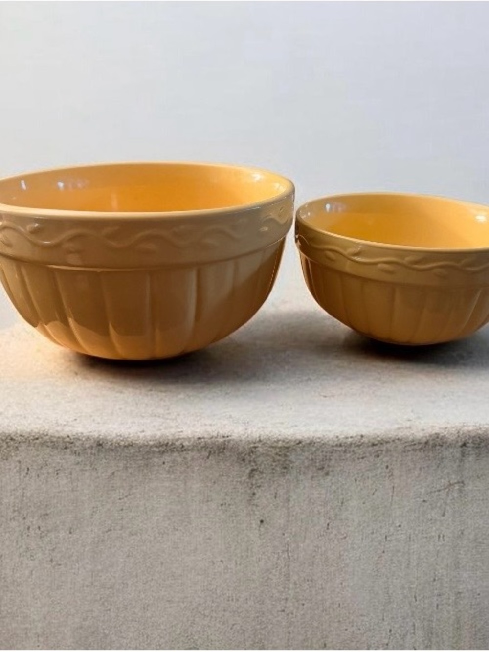 2 Yellow Ceramic Nesting Bowls, Stoneware, Home and Garden Party